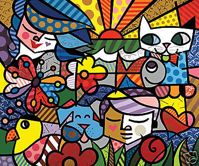 romero britto art. ROMERO BRITTO. IN THE GARDEN