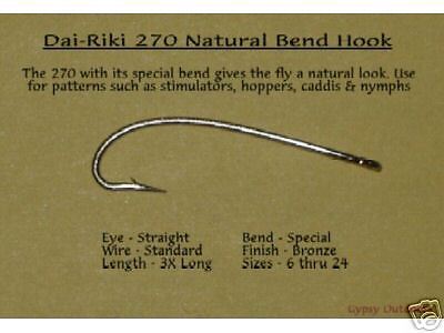 100 DAI RIKI 270 NATURAL BEND FLY TYING HOOKS   # 18  