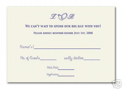 Ivory & Lavendar Exclusive Response RSVP Cards & Env  