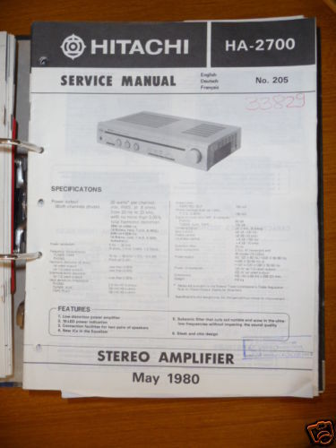 Service Manual FÜR Hitachi Ha 2700 Amplifier Original