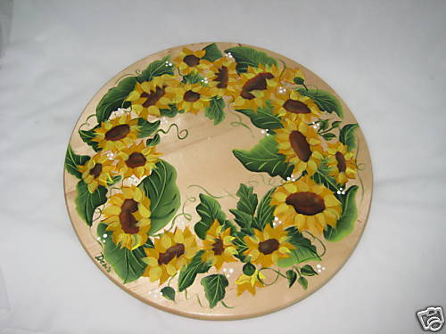 HAND PAINTED LAZY SUSAN WITH SUNFLOWERS  