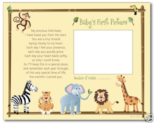 JUNGLE SAFARI ANIMALS 8x10 BABY ULTRASOUND POEM PRINT  