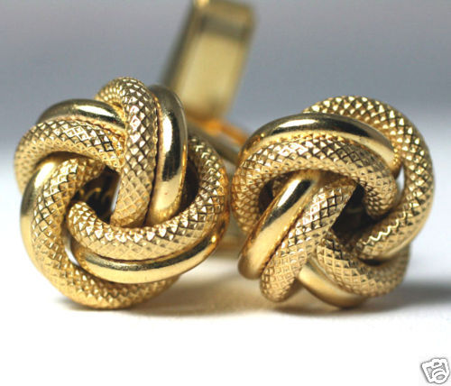   5g Italian 14K Yellow Gold LOVE KNOT Cufflinks Unisex 11mm GORGEOUS