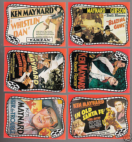 KEN MAYNARD Western Movie Star 6 PICTURE TRADING CARDS  