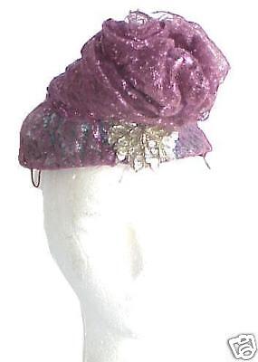 VINTAGE CIGARETTE GIRL HAT 1940S 1950S LACE & SEQUIN  