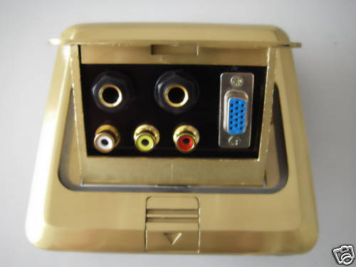 Copper RCA VGA DB15 Video Recessed Floor Cable Box,658  