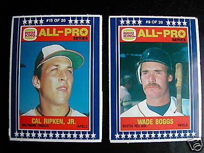 1986 Burger King All Pro Baseball Panel Set Ripken Mint  