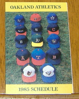 oakland As pocket schedule 1985 MBL  