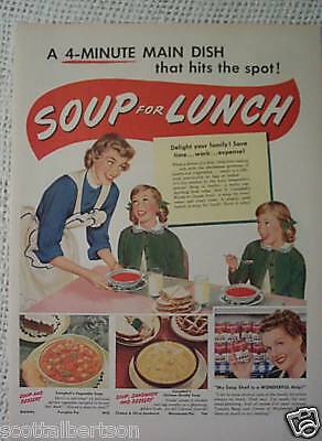 50s Vintage Old Print Ads Paul Jones Campbells Soup