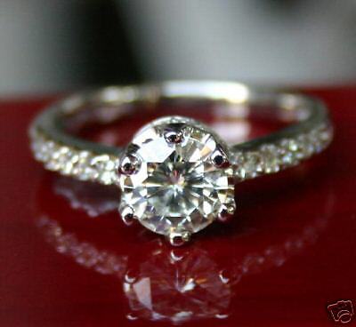 40 CT MOISSANITE ROUND SOLITAIRE ENGAGEMENT PAVE RING  