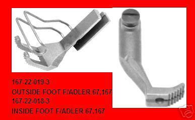 ADLER WALKING FOOT 167, DOUBLE TOE KNURLED BOTTOM FEET  