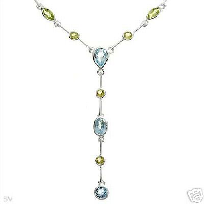 PERIDOT TOPAZ NECKLACE 925 STERLING SILVER ADJUSTABLE  