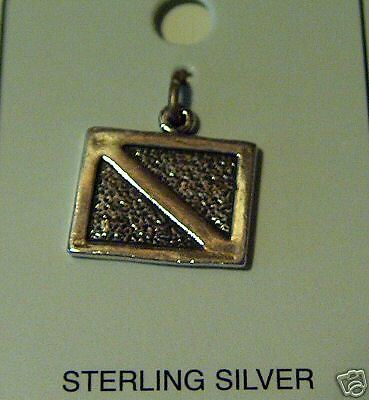 Sterling Silver Scuba Diver Down Signal Flag Diving Charm