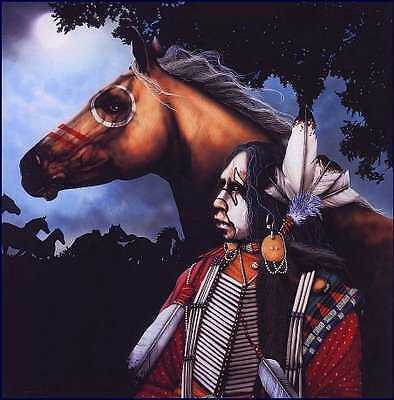 Indian with Horse Cross Stitch Pattern Native American  