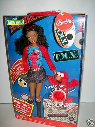 BARBIE SESAME STREET DOLL TMX TICKLE ME ELMO PRESS TUMMY ELMO LAUGHS