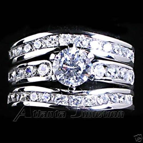 SIMPLY ELEGANT*__CZ__3 RING WEDDING SET SZ 8__NF  