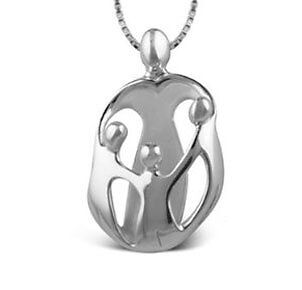 Large Loving Family Mother Pendant, Mother & 3 Children  