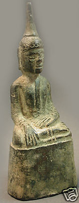 ASIAN ARTIFACT 15th CENTURY RELIGIOUS AYUTTHAYA BRONZE SEATED BUDDHA 