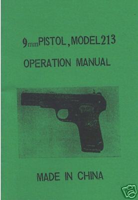 NORINCO 9mm Pistol Model 213 Type 54 Pistol Gun Manual  