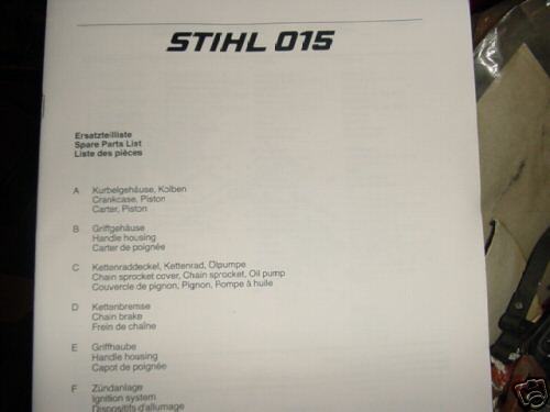 STIHL 015 015AV PARTS LIST BRAKE DOWN MANUAL NEW  