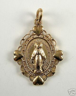 10K YELLOW GOLD VIRGIN MARY MIRACULOUS MEDAL CHARM  