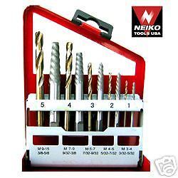 10PC SCREW EXTRACTOR EASY OUT LEFT HAND DRILL BIT  