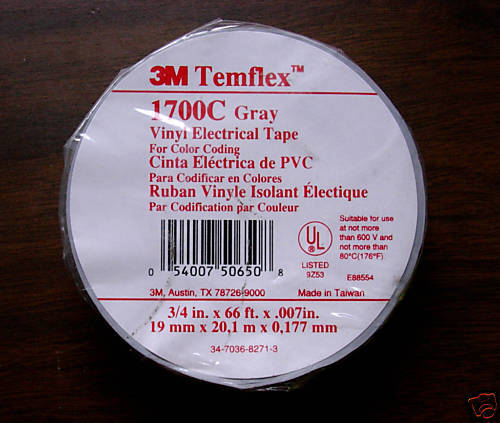 3M TEMFLEX 1700C GRAY 3/4 In. X 66 ft. CODE TAPE 7 Mil  