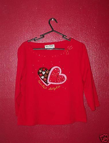 Jack B Quick Large red candy heart valentine top  