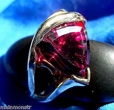   Art GEOMETRIC DIAMOND MoDERNISTIC Rhodolite estate RING size 6  