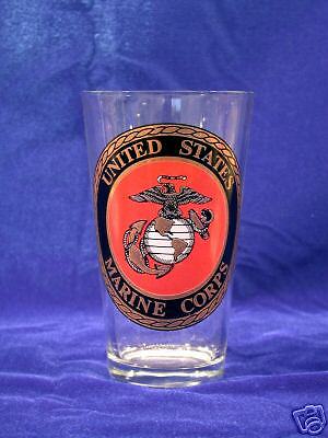 USMC Marine Corps emblem 16oz Beer Glass set of 4  