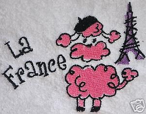 Eiffel Tower towel French Apartment Pink Poodle towel  