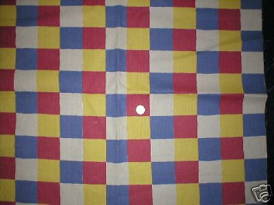 CHECK RED YELLOW WHITE BLUE PIQUE FABRIC SQUARE CUBE  