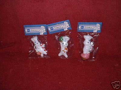 SET of (3) PILLSBURY POPPIN FRESH Holiday ORNAMENTS  