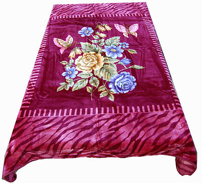 King Size Solaron Butterfly Burgandy Korean Blanket  