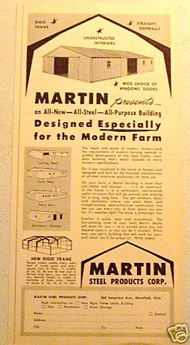 1955 MARTIN STEEL PRODUCTS CORP.FOR THE MODERN FARM AD  