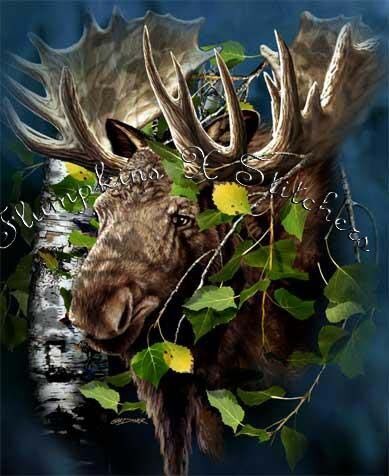 ASPIN MOOSE   CROSS STITCH CHART (DMC THREADS )  