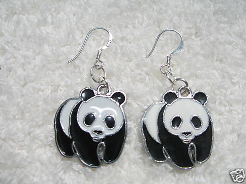 Panda bear Sterling Silver Earrings ALPHA OMICRON PI  