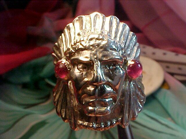 925% Solid Sterling Silver VS RUBY Indianhead Ring  