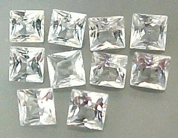 Lot of 10/ 5×5 mm PRINCESS CUT WHITE TOPAZ #R340  