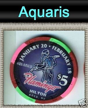 Flamingo Hilton Reno Astrology Sign Casino Chips Aquari  