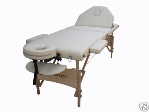 Cream PU Reiki Portable Massage Table w/Carry Case U9CW 814836013550 