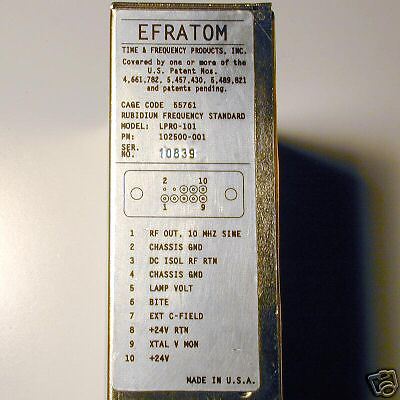 RUBIDIUM SYMMETRICOM EFRATOM LPRO 101 10Mhz Oscillator  