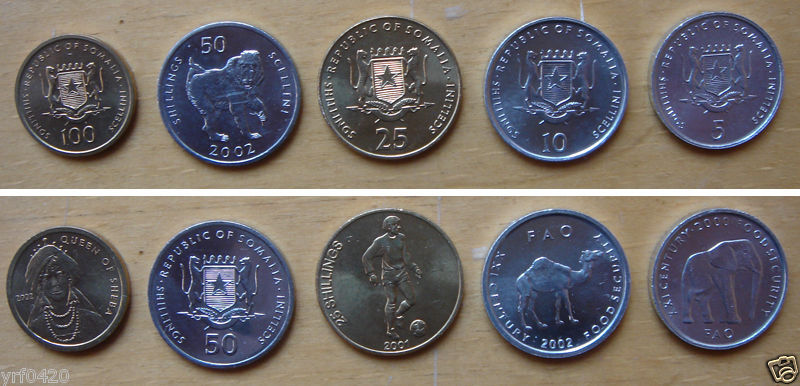 Somalia coins set of 5 pieces UNC  