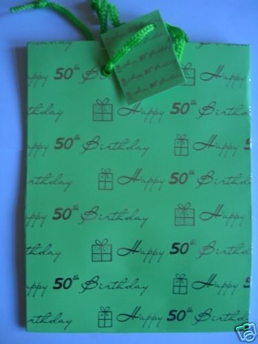 MEDIUM GIFT BAG (Green)   Happy 50th Birthday {0G GB}  