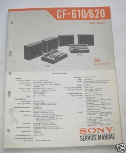 SONY MODEL CF 610 620 AM FM CASSETTE DECK SERVCE MANUAL  