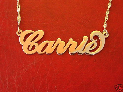 Solid 14k GOLD Herringbone Chain 16 ANY NAME NECKLACE  