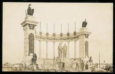 GUAYAQUIL, ECUADOR SALUDO BOLIVAR SAN MARTIN 1938 RPPC  