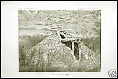 1895 Print NAVAHO Indian Hogan CANYON DE CHELLY 84  