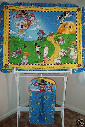 MOTHER GOOSE BABY QUILT/DIAPER STACKER/STORAGE JARS  