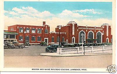 Railroad Station in Lawrence MA Postcard